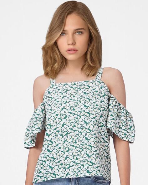 ONLY Floral Print Cold-Shoulder Top