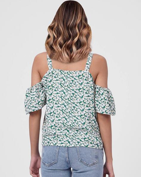 ONLY Floral Print Cold-Shoulder Top