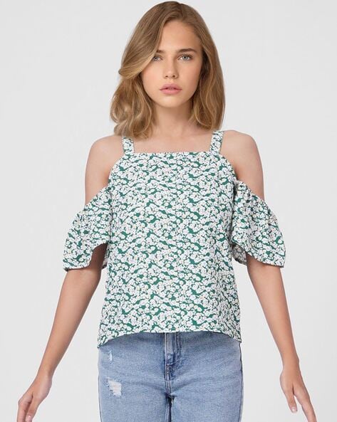 ONLY Floral Print Cold-Shoulder Top