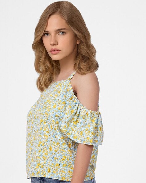 ONLY Floral Print Cold-Shoulder Top