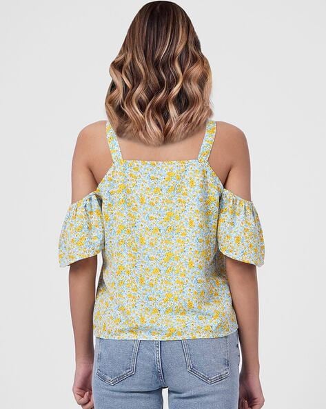 ONLY Floral Print Cold-Shoulder Top