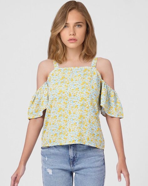 ONLY Floral Print Cold-Shoulder Top