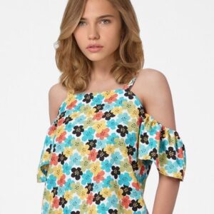 ONLY Floral Print Cold-Shoulder Top