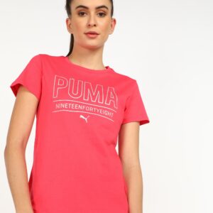 PUMA Womens Graphic Printed Round Neck Cotton Blend T-Shirt