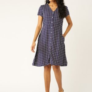 Dress Berry Checked A-Line Sustainable Dress