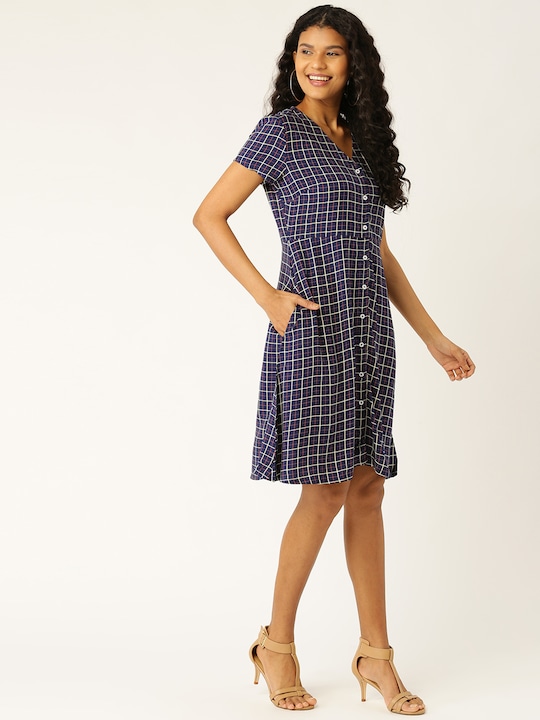 Dress Berry Checked A-Line Sustainable Dress