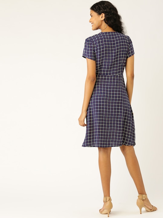 Dress Berry Checked A-Line Sustainable Dress