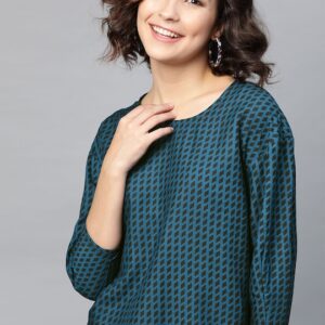 HERE&NOW Geometric Drop Shoulder Sleeves Boxy Top