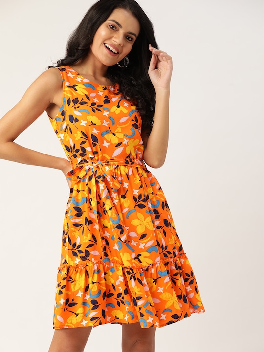 DressBerry EcoVero Floral Printed Sustainable A-Line Dress