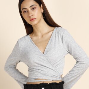 Trendyol Casual Regular Sleeves Striped Women Grey Top