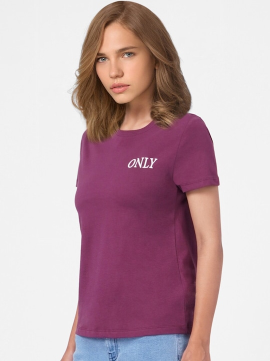 ONLY Women Burgundy T-shirt