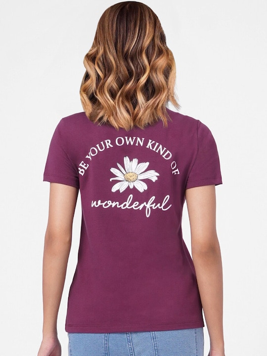 ONLY Women Burgundy T-shirt