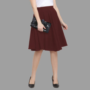 DL Fashion Women Solid Flared Maroon Skirt