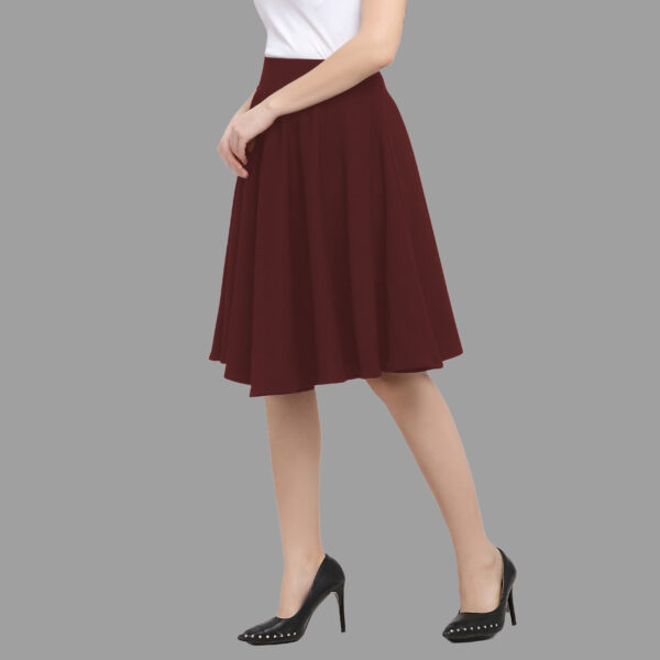 DL Fashion Women Solid Flared Maroon Skirt