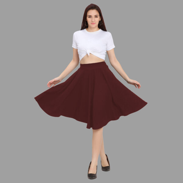 DL Fashion Women Solid Flared Maroon Skirt