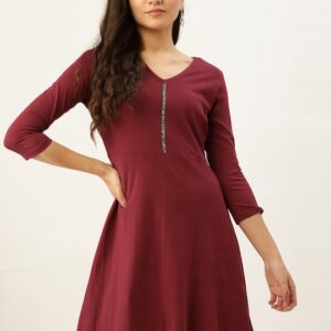 DressBerry Maroon A-Line Dress