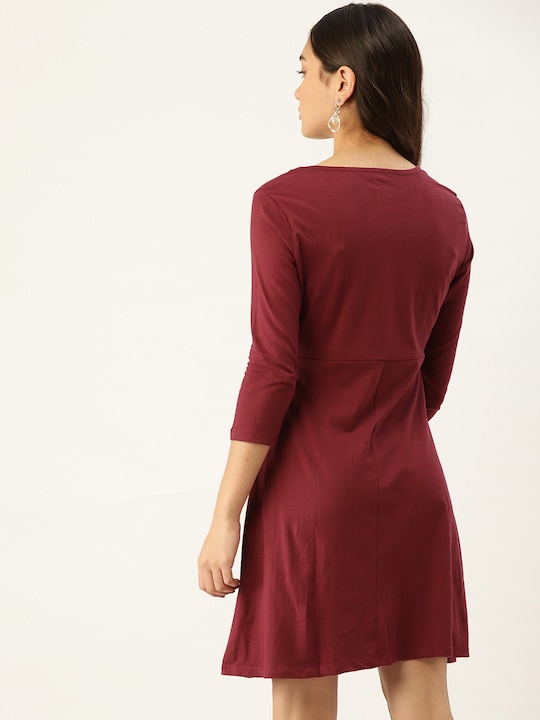 DressBerry Maroon A-Line Dress