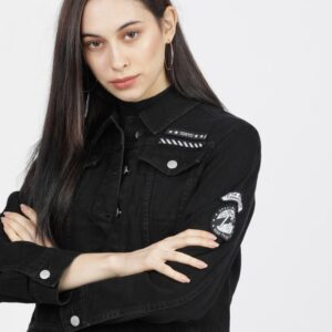 Tokyo Talkies Women Black Denim Jacket