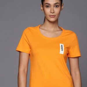 ADIDAS Women Solid Pure Cotton T-shirt