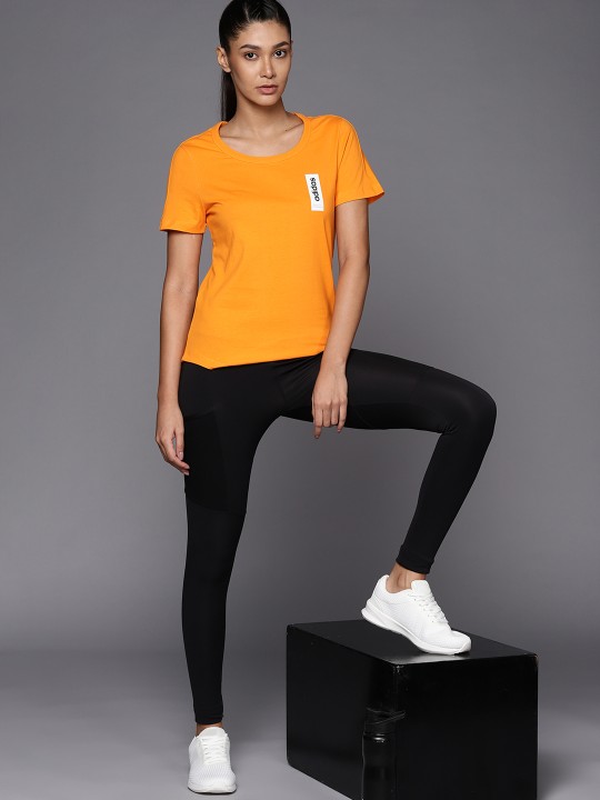 ADIDAS Women Solid Pure Cotton T-shirt