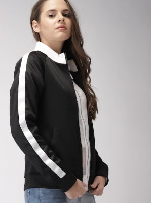 Harvard Women Black Solid Bomber