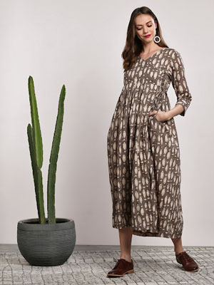 Sangria Women Printed A-Line Dress