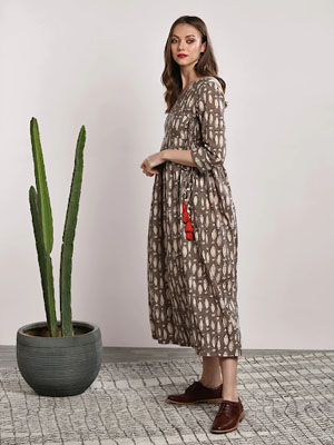 Sangria Women Printed A-Line Dress