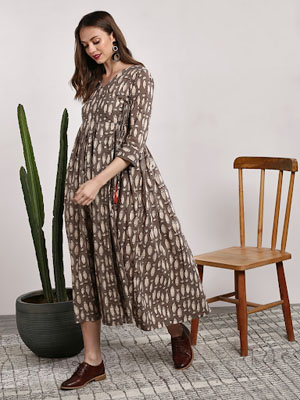 Sangria Women Printed A-Line Dress