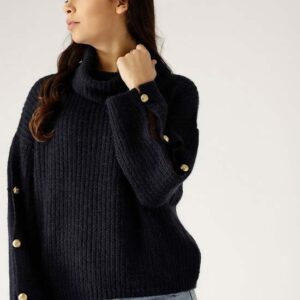 ESPRIT Women Navy Blue Solid Pullover