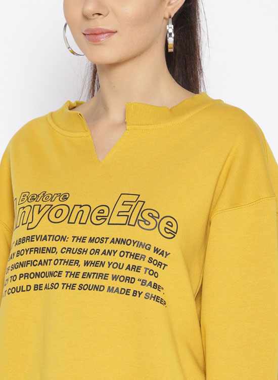 OVS Women Mustard Yellow Printed Sweatshirt