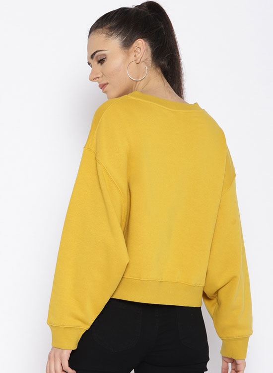 OVS Women Mustard Yellow Printed Sweatshirt