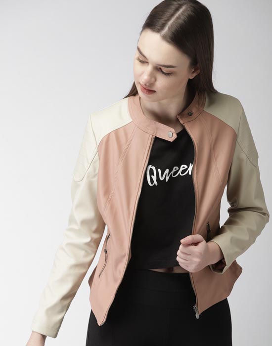 Harvard Women Solid Biker Jacket