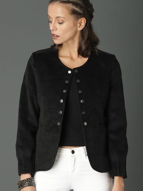 Roadster Women Black Solid Tailored Jacket