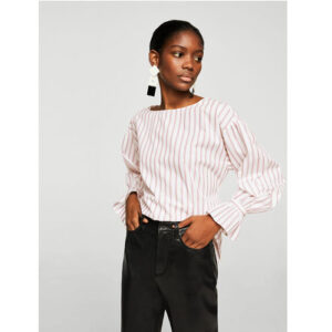 MANGO Women White Striped Top