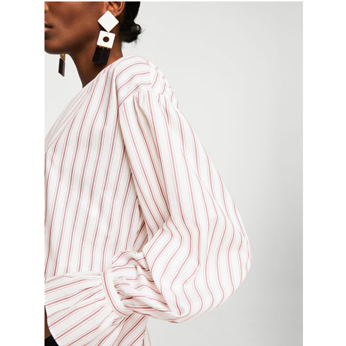 MANGO Women White Striped Top