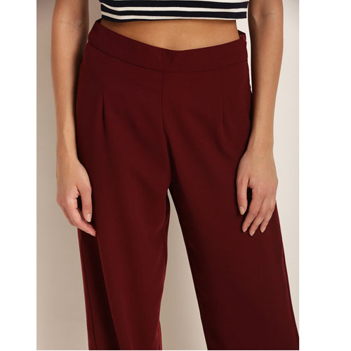 RARE Women Maroon Original Regular Fit Solid Parallel Trousers