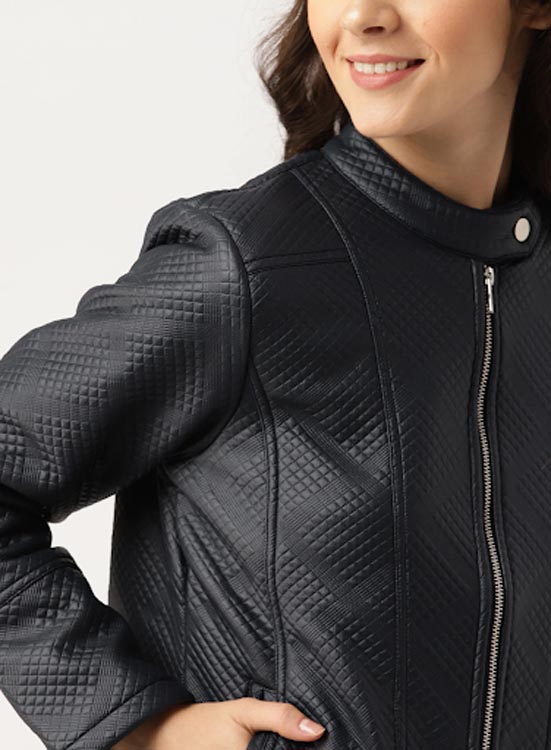 DressBerry Women Self-Design Biker Jacket