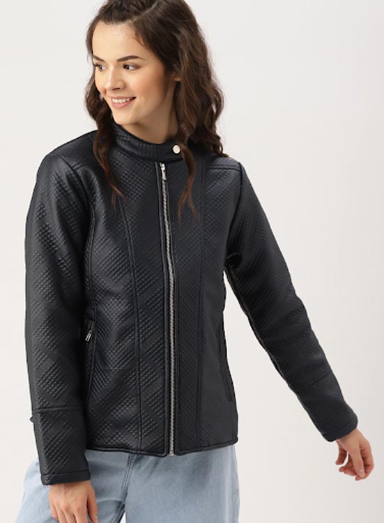 DressBerry Women Self-Design Biker Jacket