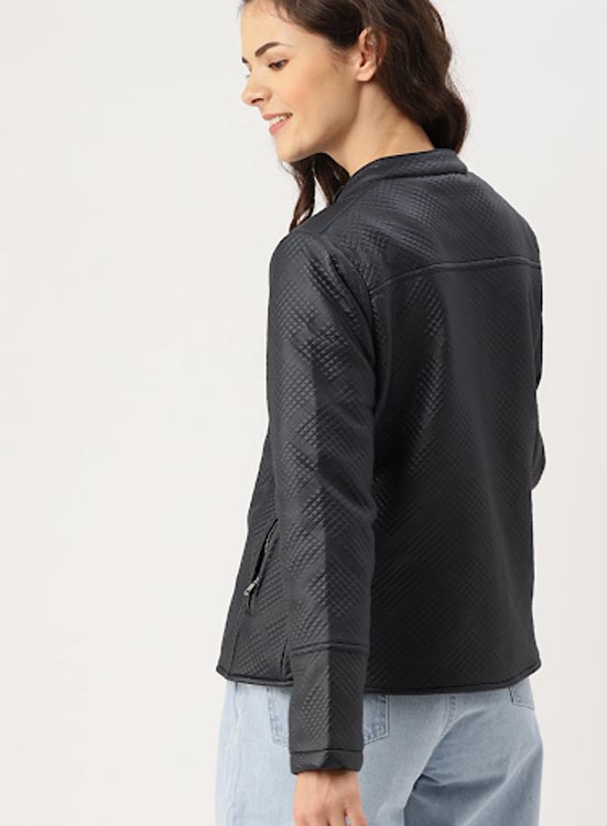 DressBerry Women Self-Design Biker Jacket