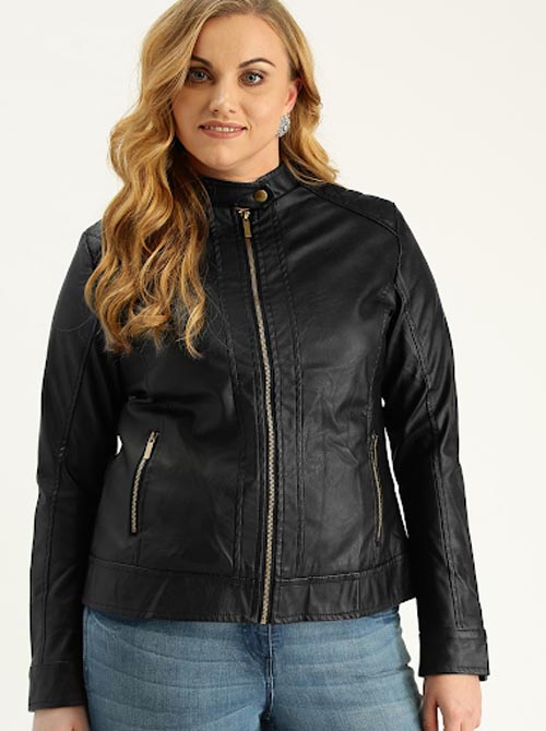 Sztori Plus Size Women Black Solid Tailored Jacket