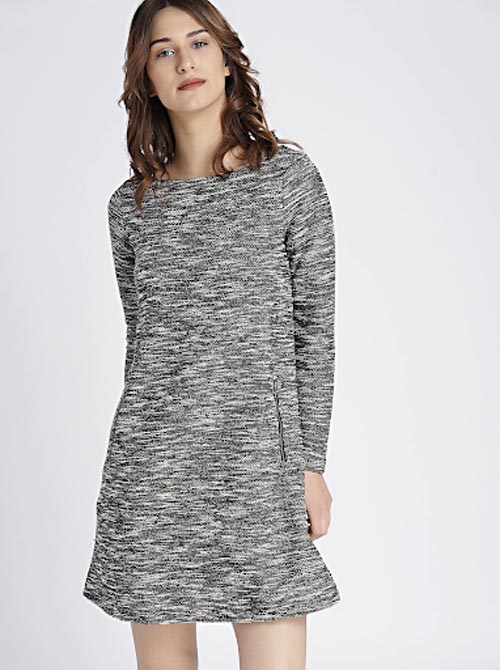 GAP Women Grey Self Design A-Line Dress