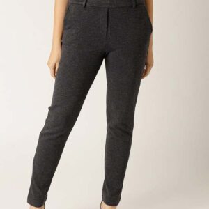 ESPRIT Women Charcoal  grey Regular Fit Checked Trousers