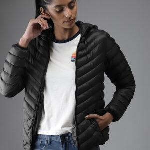 Moda Rapido Women Solid Hooded Puffer Jacket