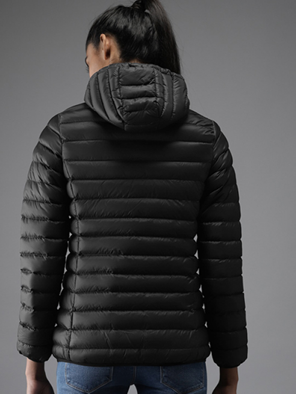 Moda Rapido Women Solid Hooded Puffer Jacket