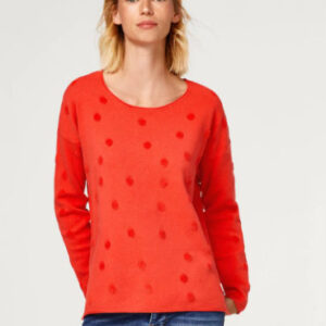 ESPRIT Women Coral Red Self Design Pullover