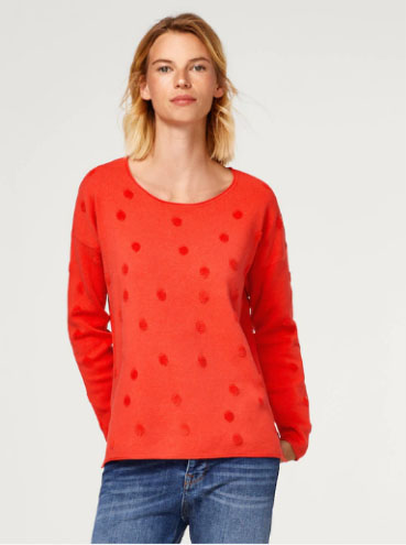 ESPRIT Women Coral Red Self Design Pullover