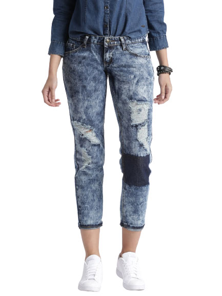 Women Blue Slim Fit Highly Distressed Jeans