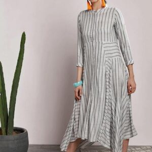 Sangria Women Striped A-Line Midi Dress