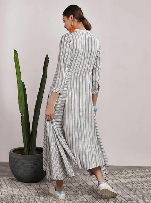 Sangria Women Striped A-Line Midi Dress