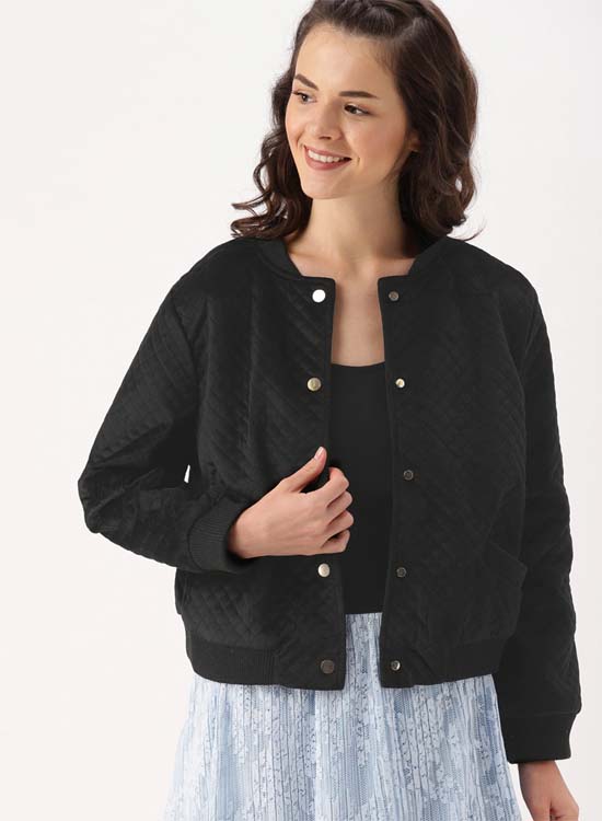 DressBerry Women Solid Quilted Jacket